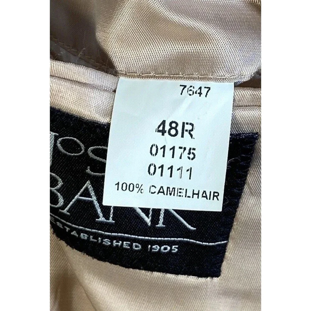 Jos A Bank 100% Camel Hair Sport Coat Mens 48R Blazer Jacket Tan Two Button VTG
